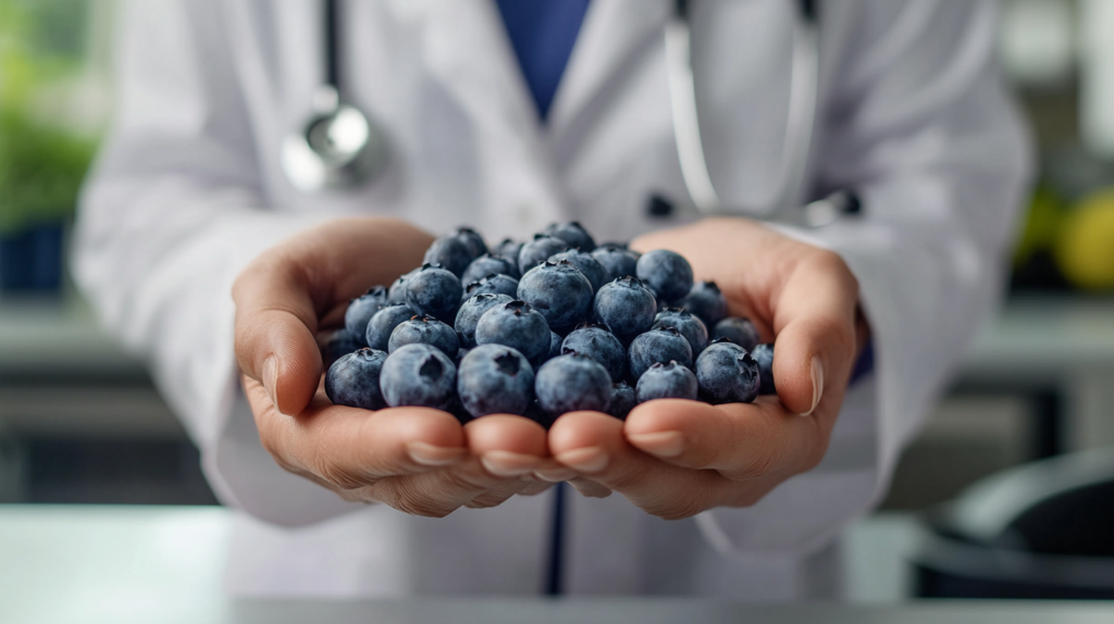 Doctor holding a chart explaining dietary considerations.