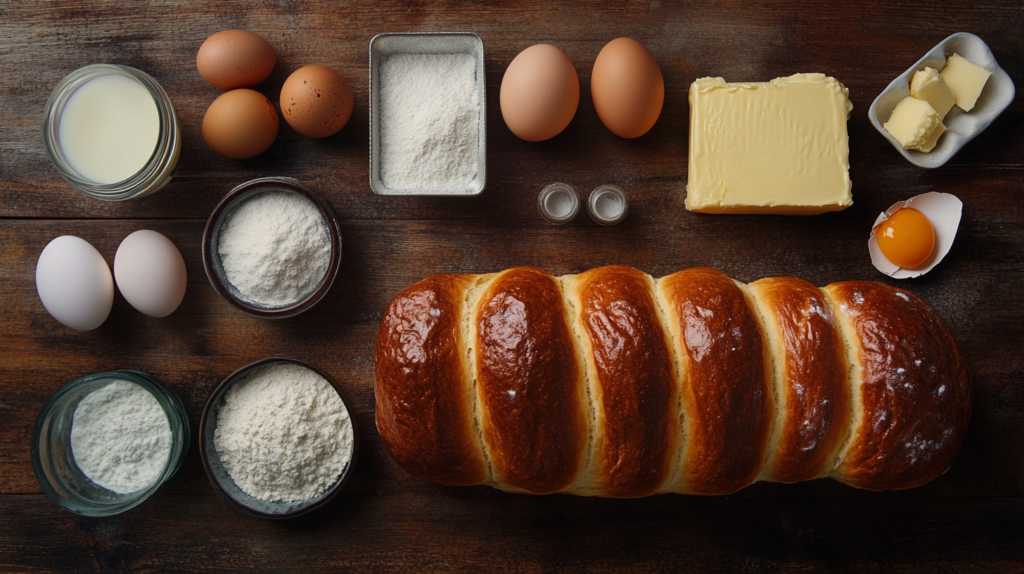 Ingredients of brioche bread