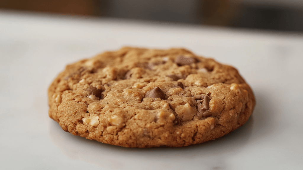 A Crumbl Cookie with calorie information.