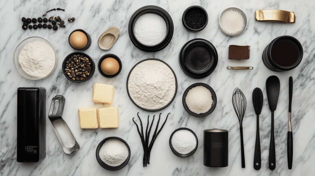 Ingredients for Crumbl Cookie arranged on a countertop.