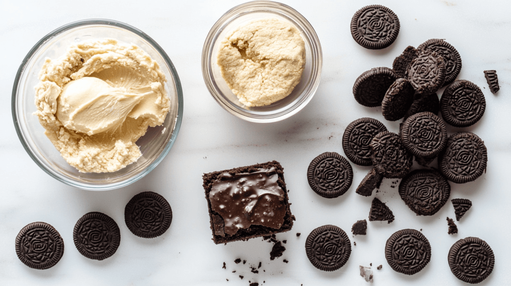 Ingredients for making slutty brownies.