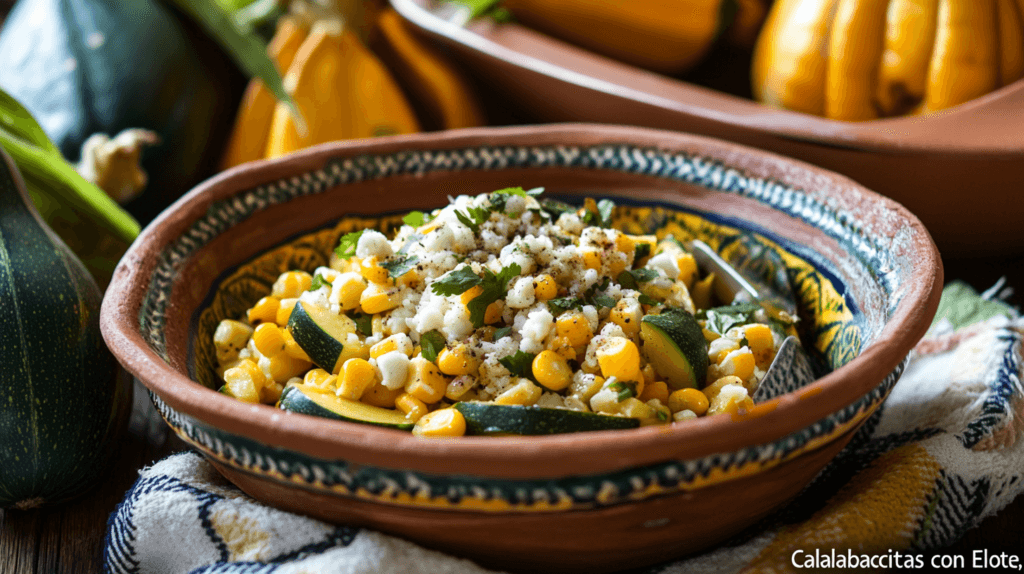 A bowl of Calabacitas con Elote.