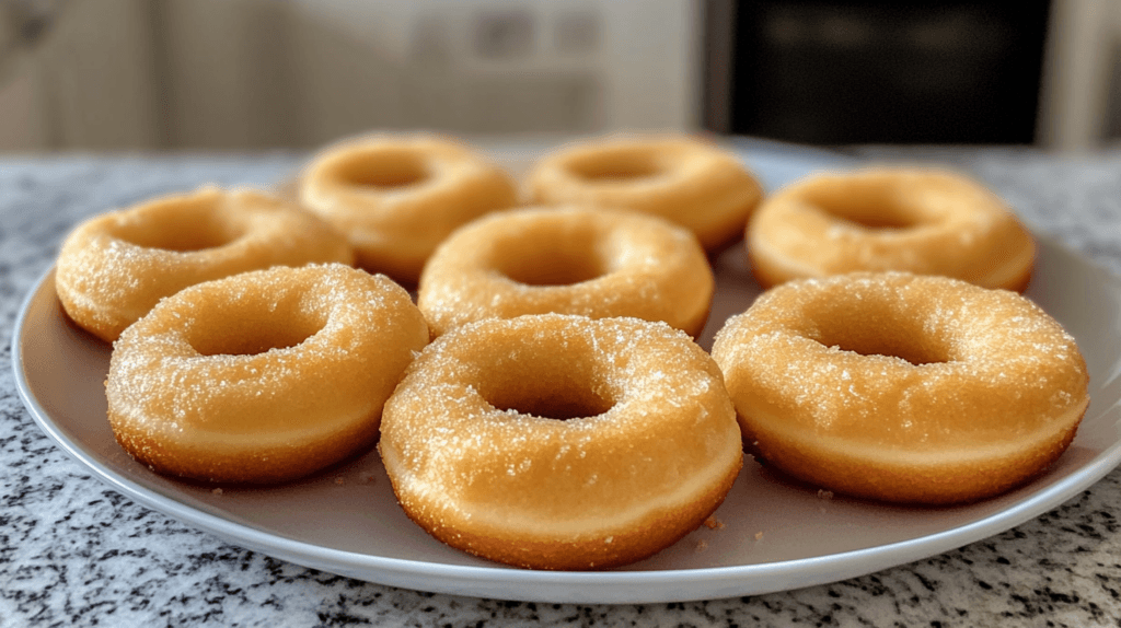 Plate of raw donut dough balls before frying.