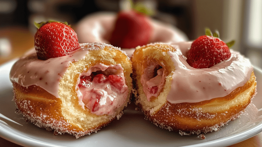 Strawberry Cheesecake Stuffed Donuts