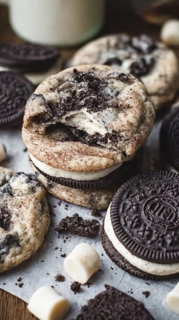 Delicious Cookies and Cream Cookie on a plate ready to be enjoyed