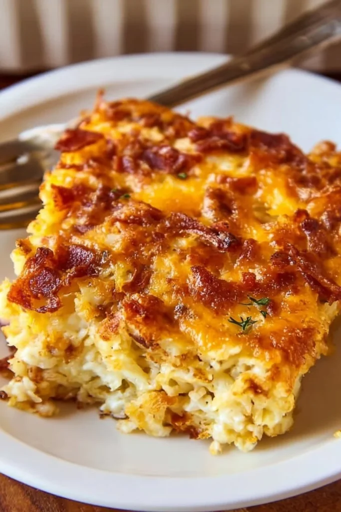 Delicious Cracked Out Hash Brown Breakfast Casserole fresh out of the oven