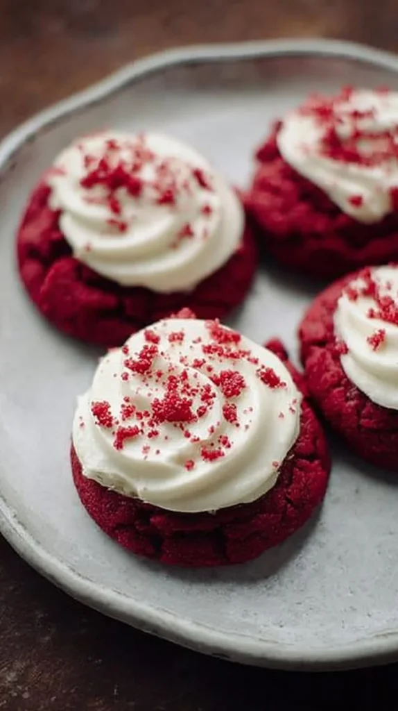 Delicious red velvet cupcakes inspired by Crumbl's Red Velvet Cupcake Cookies