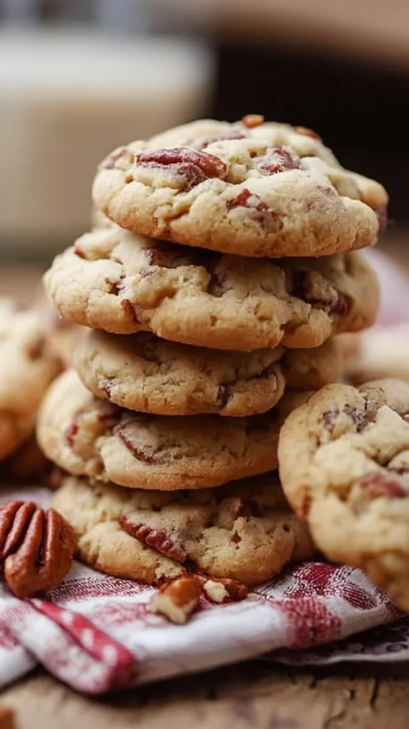 Delicious homemade butter pecan cookies on a baking sheet