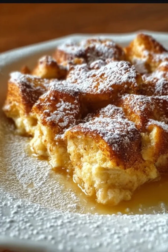 Easy French Toast Casserole recipe served in a baking dish