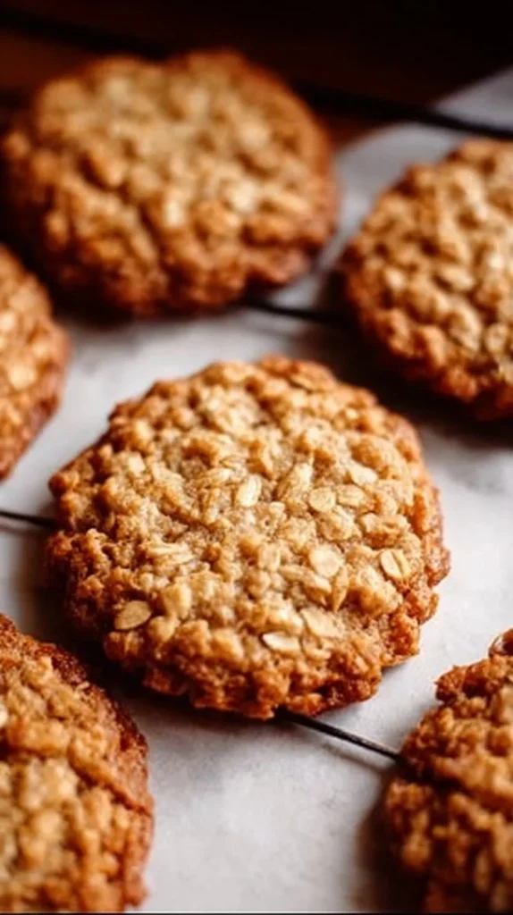 Baked honey oatmeal cookies fresh out of the oven, golden and delicious