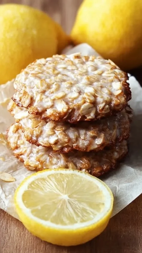 Lemon Oatmeal No-Bake Cookies on a plate, a refreshing dessert treat.