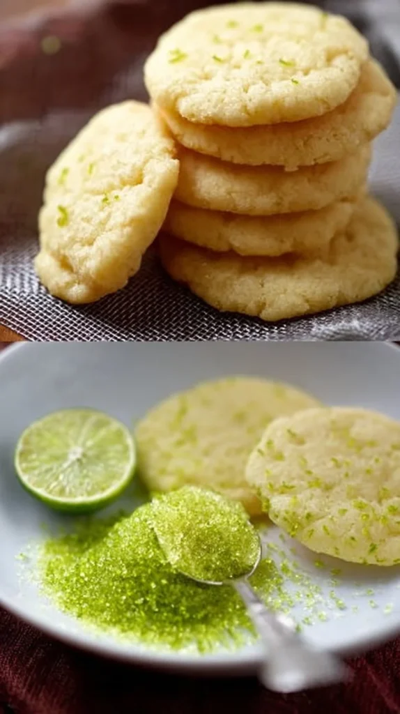 Freshly baked lime sugar cookies on a plate