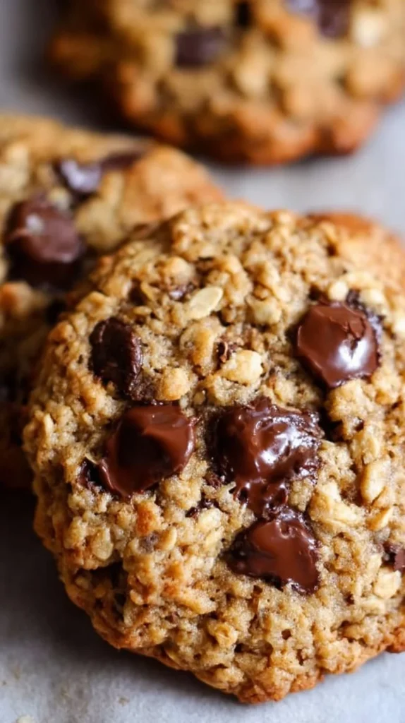 Delicious oatmeal chocolate chip cookies fresh out of the oven