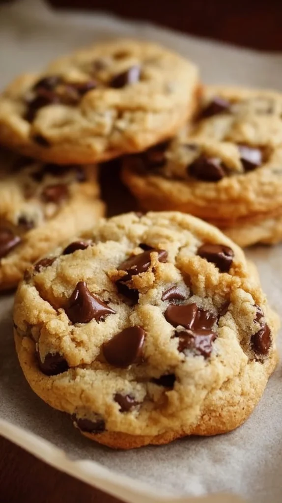 Soft and chewy chocolate chip cookies on a baking tray