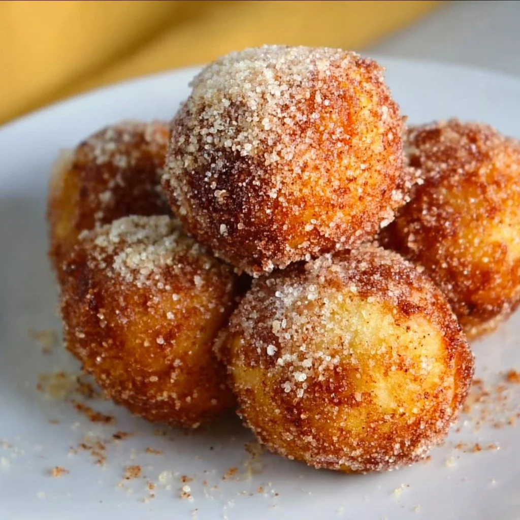 Homemade 2-Ingredient Banana Donut Holes on a plate
