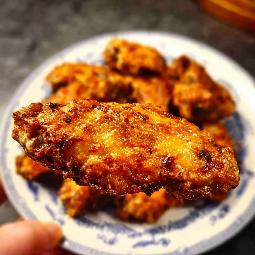 Crispy air fryer chicken wings served with dipping sauce