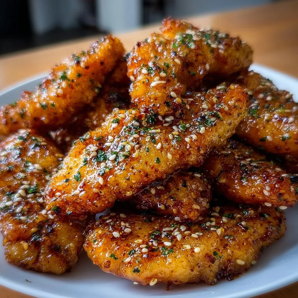 Delicious Air Fryer Honey Butter Garlic Chicken Tenders on a plate