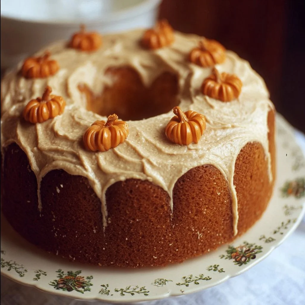 Vegan pumpkin spice cake topped with cream and spices, perfect for autumn.