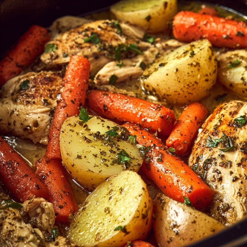 Slow Cooker Garlic Butter Chicken and Veggies