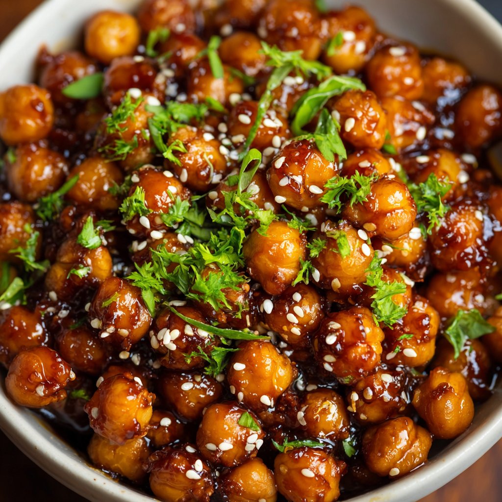 Vegan Sticky Sesame Chickpeas Recipe