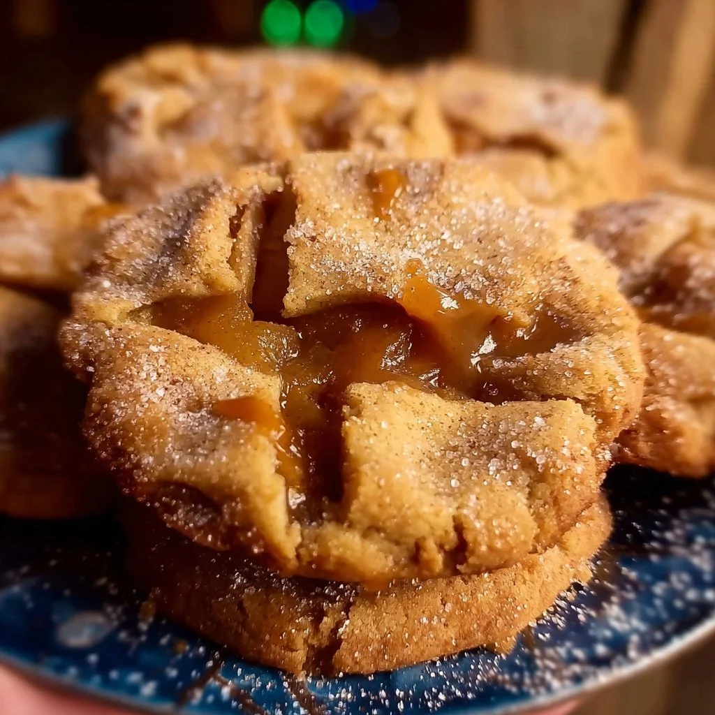 Freshly baked Apple Pie Cookies with cinnamon and apple filling