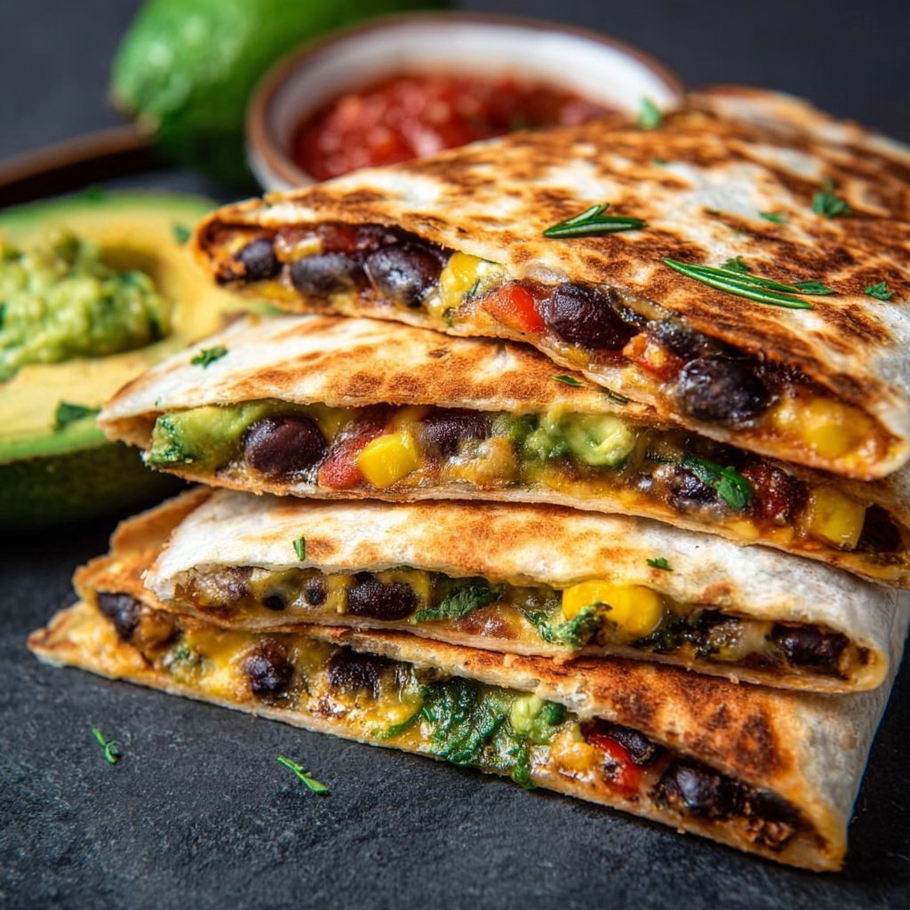 Vegan Quesadillas with Black Beans and Avocado