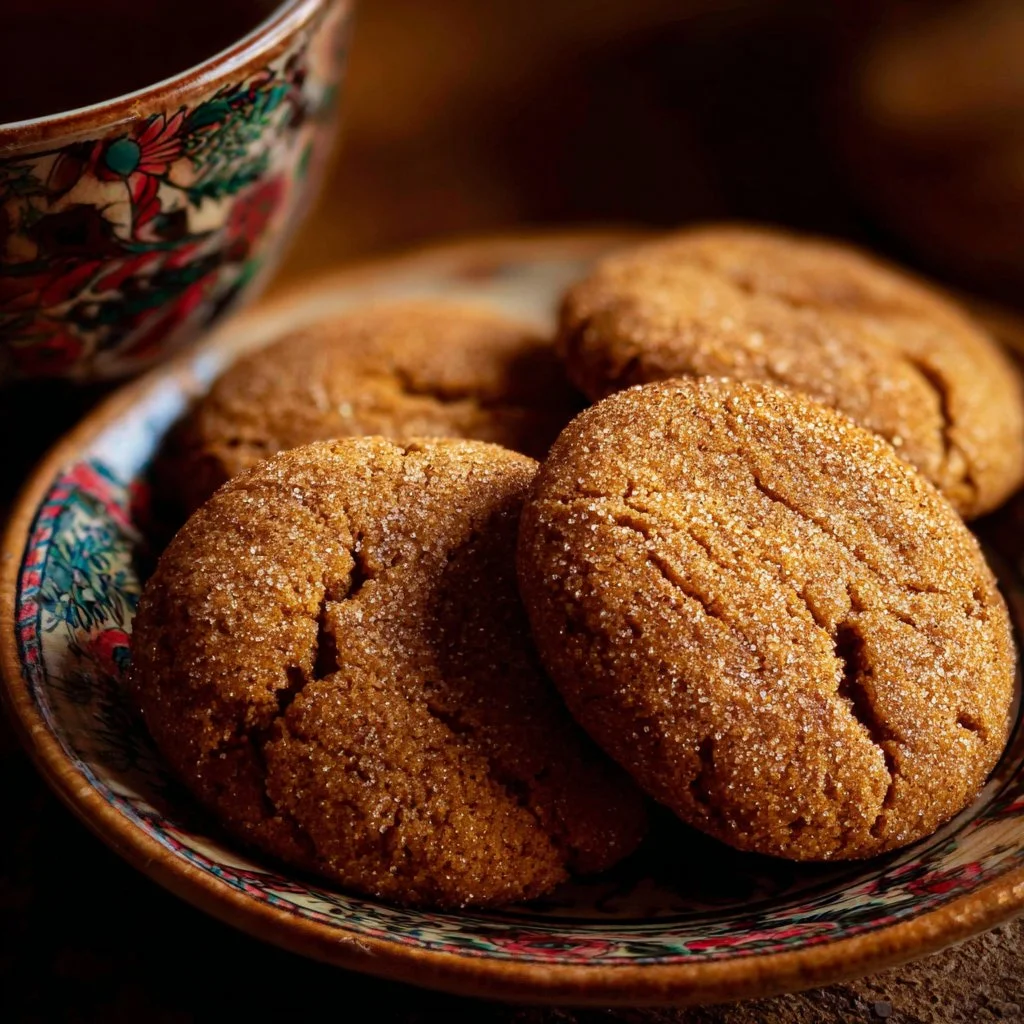 Plate of freshly baked chai cookies with spices