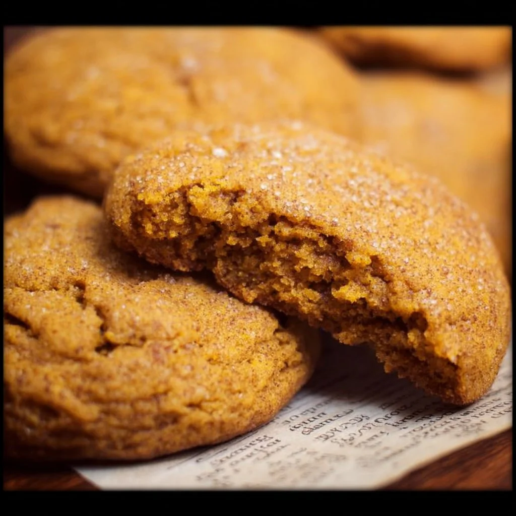 Chewy pumpkin cookies fresh out of the oven with a sprinkle of cinnamon