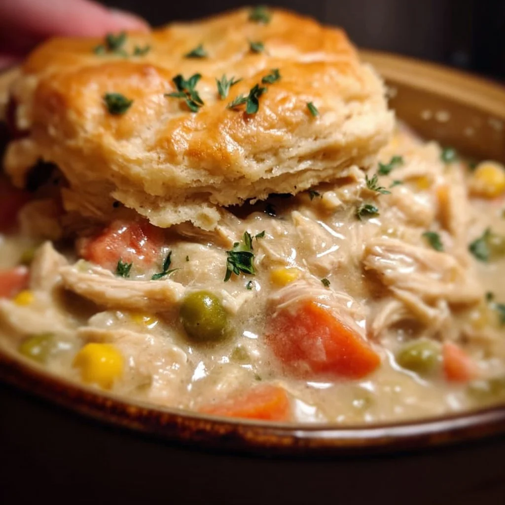 Delicious Crock Pot Chicken Pot Pie served in a cozy setting