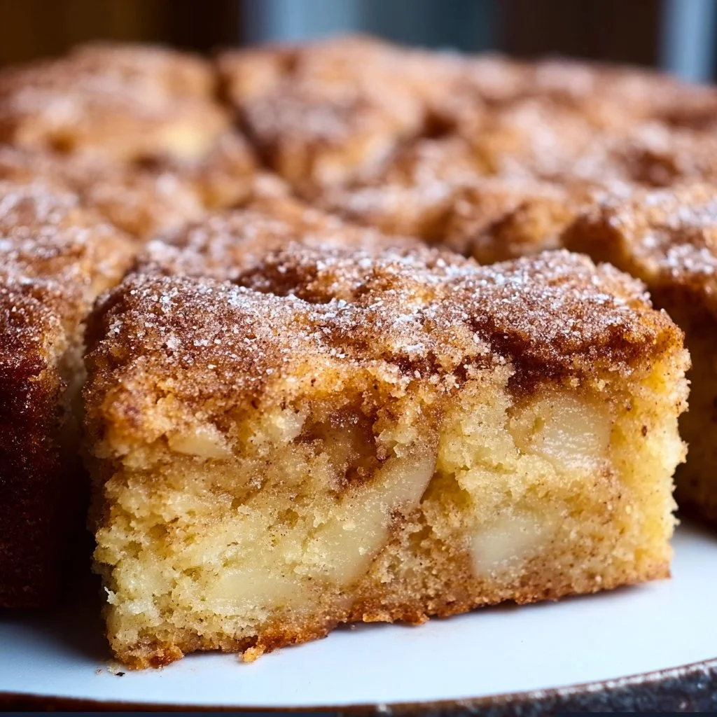 Gluten-free cinnamon sugar apple cake garnished with cinnamon