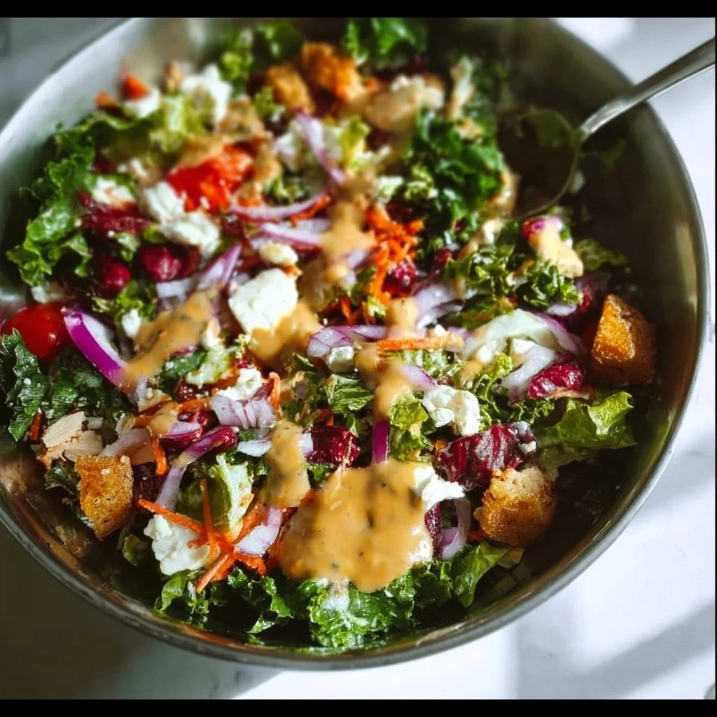 High-protein meal-prep salad with fresh ingredients and vibrant colors