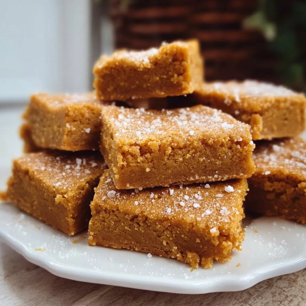 Delicious Sugar Cookie Vegan Pumpkin Bars topped with fall spices