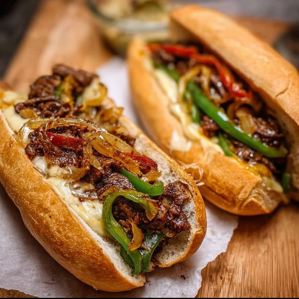 Delicious Vegan Philly Cheesesteaks made with seitan on a platter