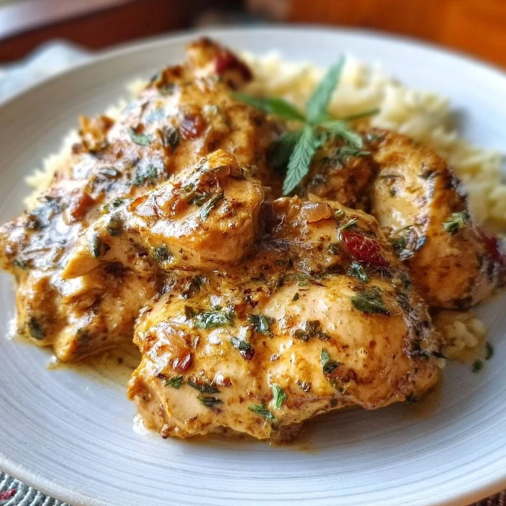 Whole30 Marry Me Chicken dish served with fresh herbs and vegetables