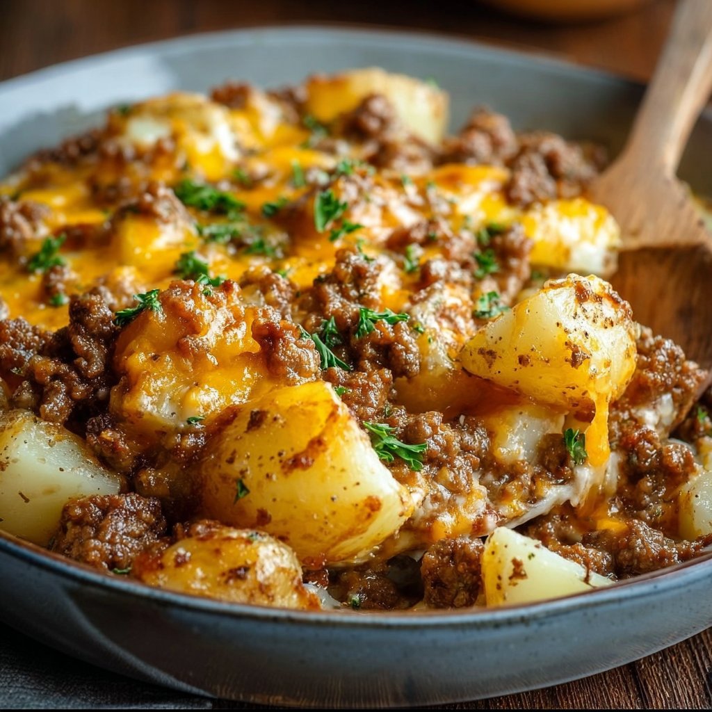 Cheesy Ground Beef & Potato Casserole