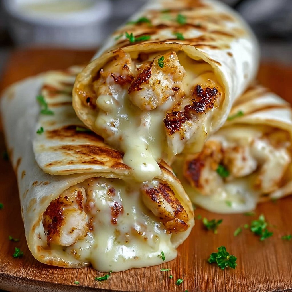 Cheesy Garlic Chicken Wraps