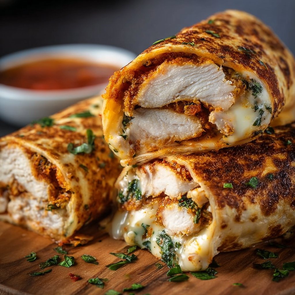 Crispy Air Fryer Chicken & Mozzarella Wraps