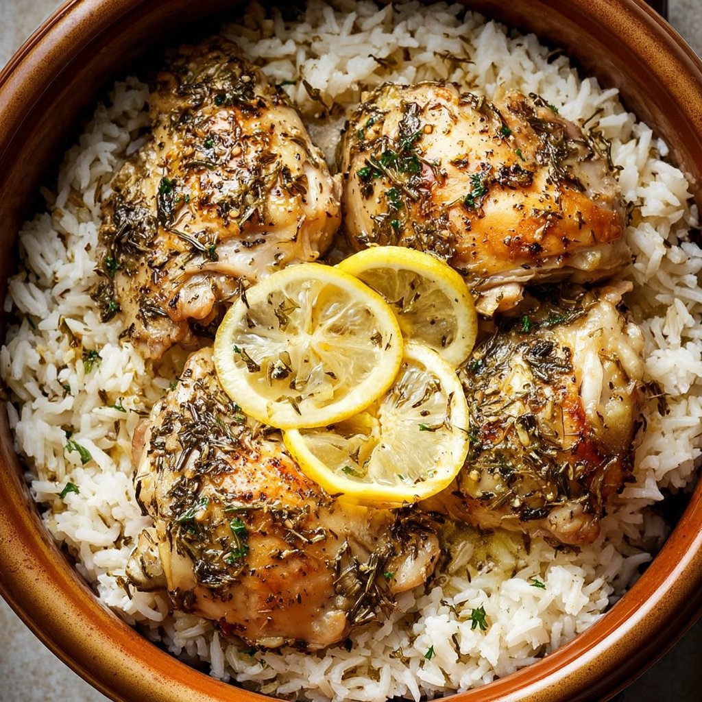 Slow Cooker Lemon Herb Chicken with Fluffy Rice