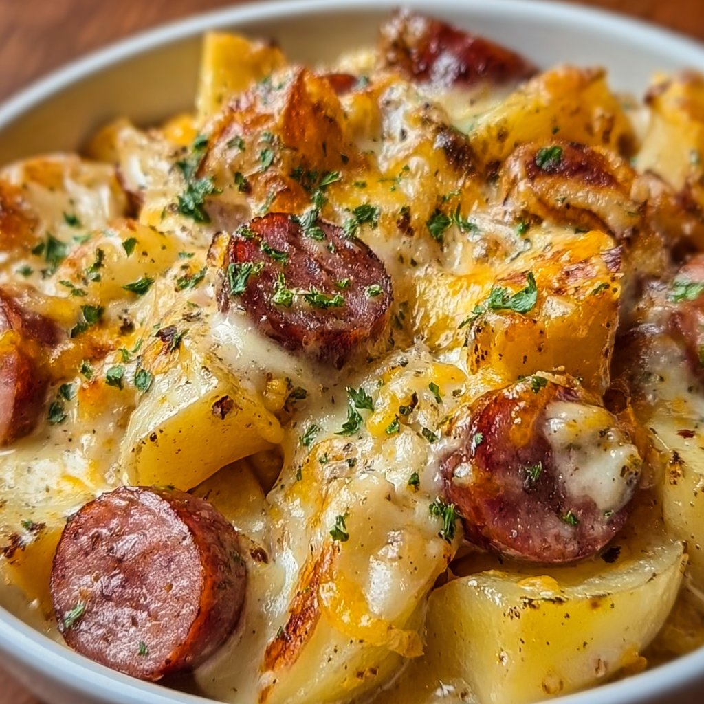 Cheesy Ranch Potatoes and Smoked Sausage