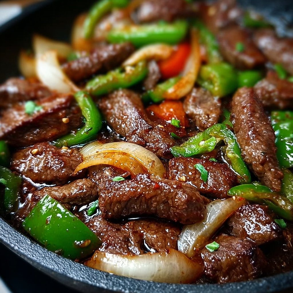 Sizzling Chinese Pepper Steak with Onions