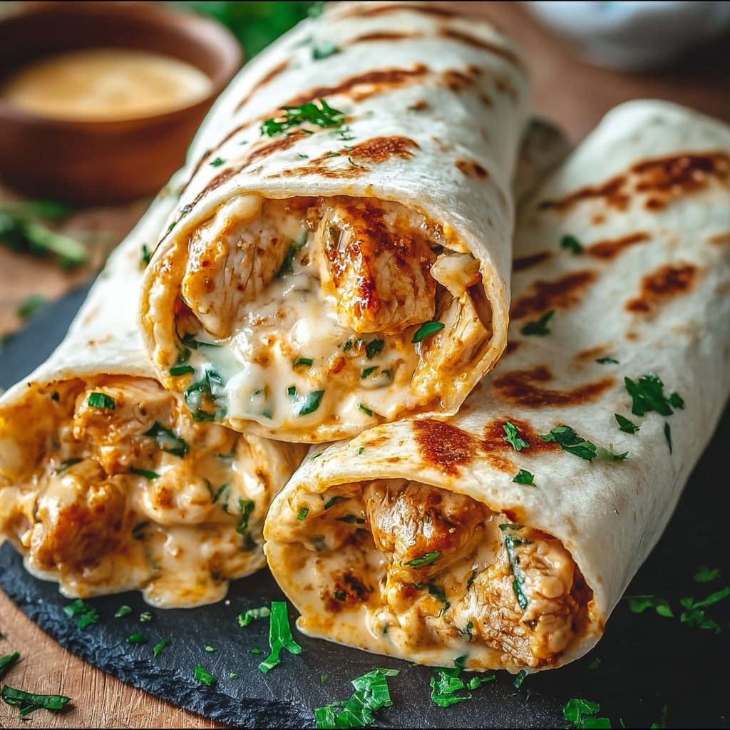 Cheesy Garlic Chicken Wraps