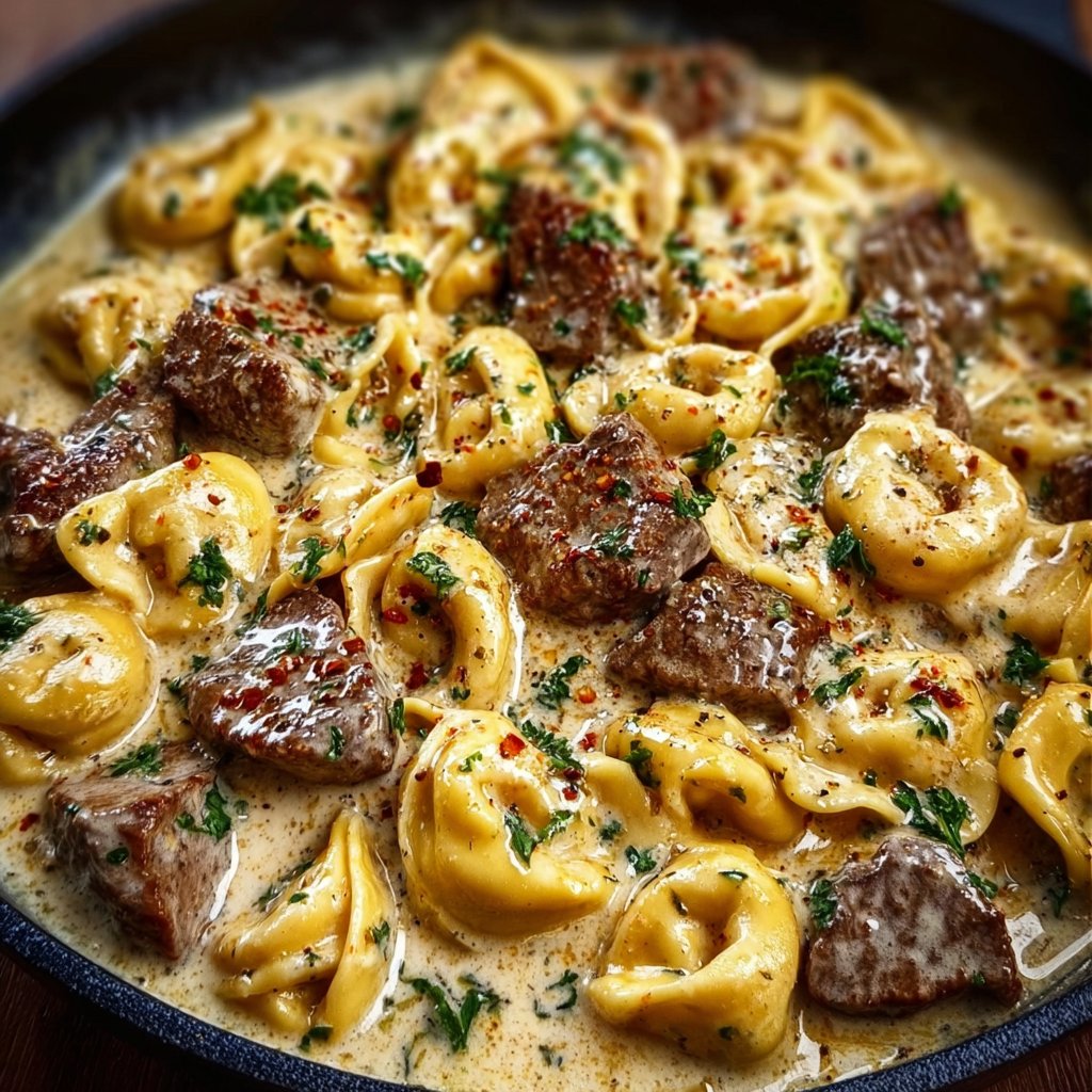 Cracked Garlic Steak Tortellini in Creamhouse Sauce Bliss