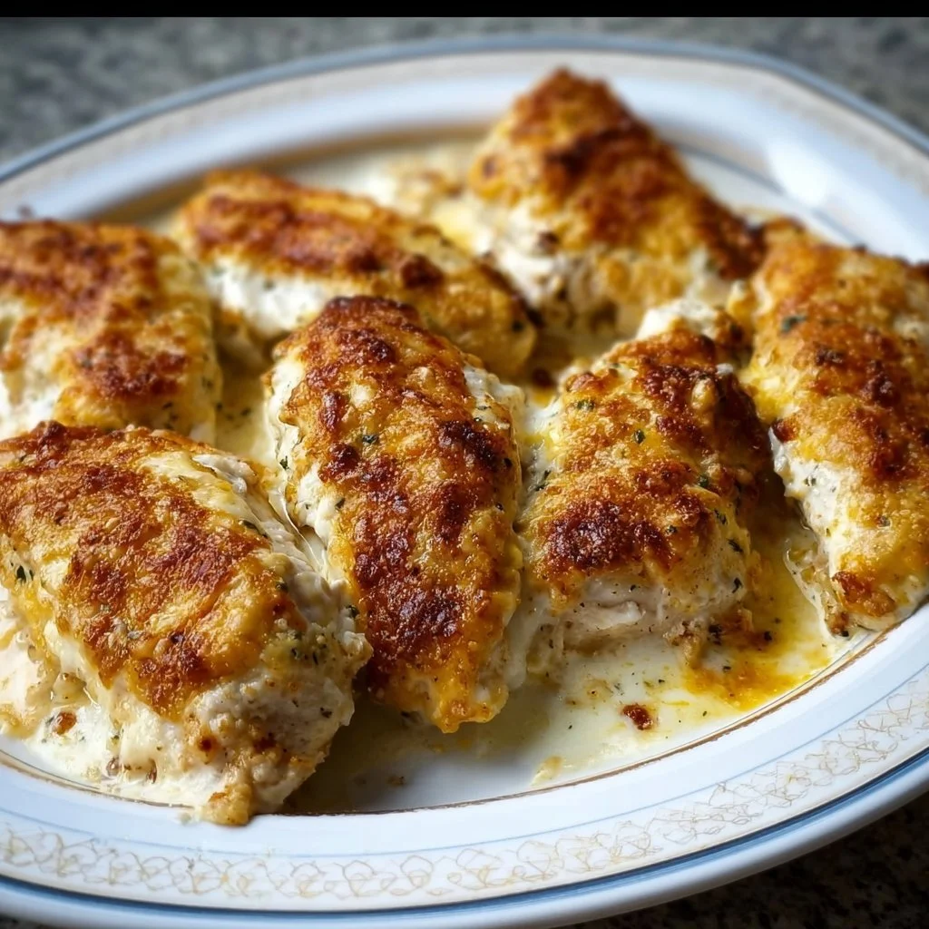 Delicious baked cream cheese chicken served on a plate