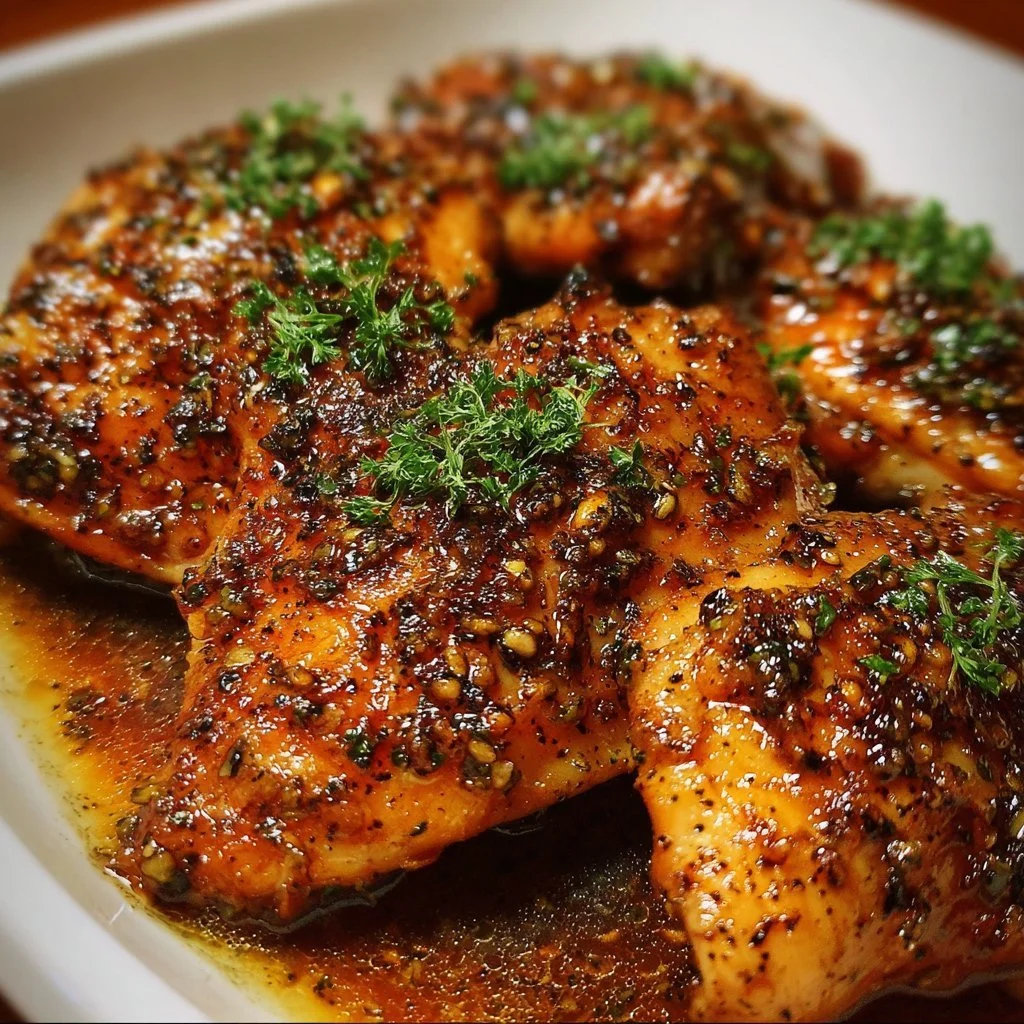 Delicious Brown Sugar Garlic Chicken served with vegetables