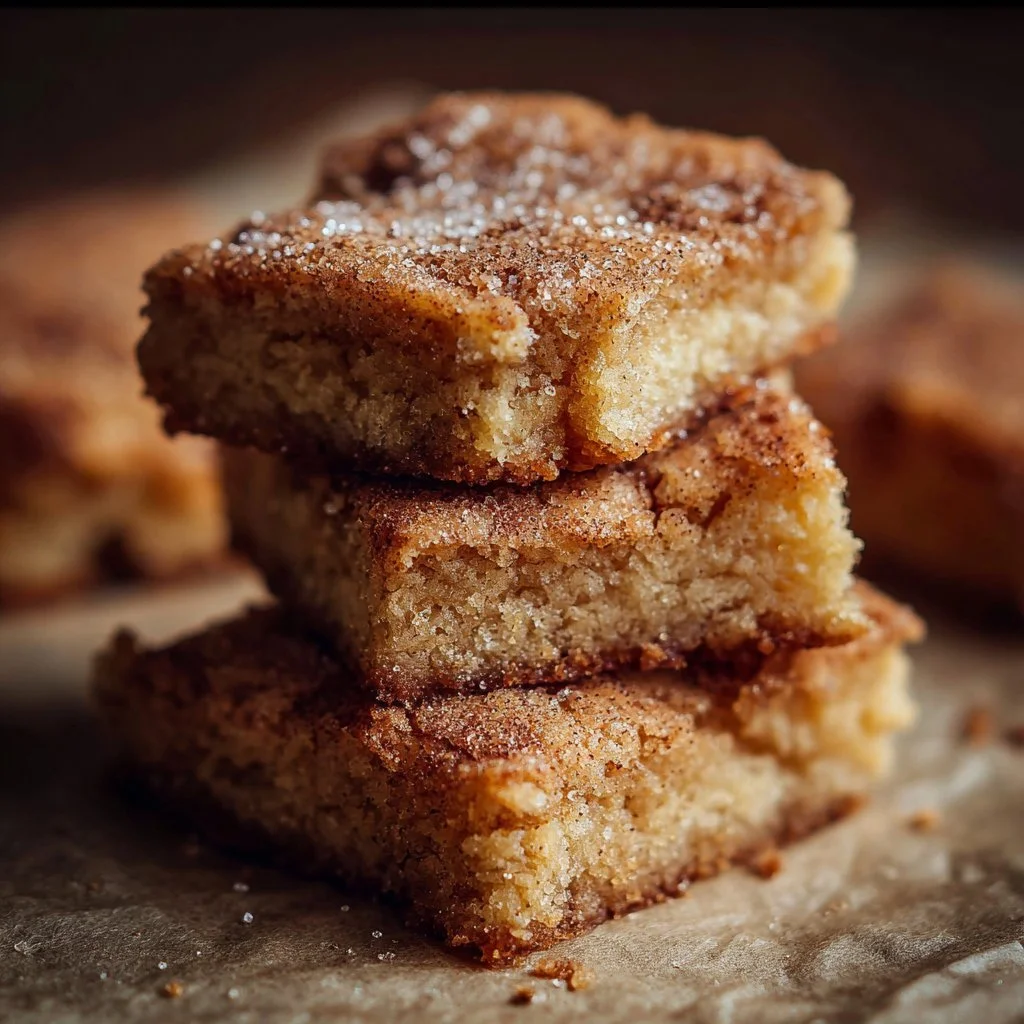 Deliciously baked Cinnamon Sugar Blondies with a golden-brown crust
