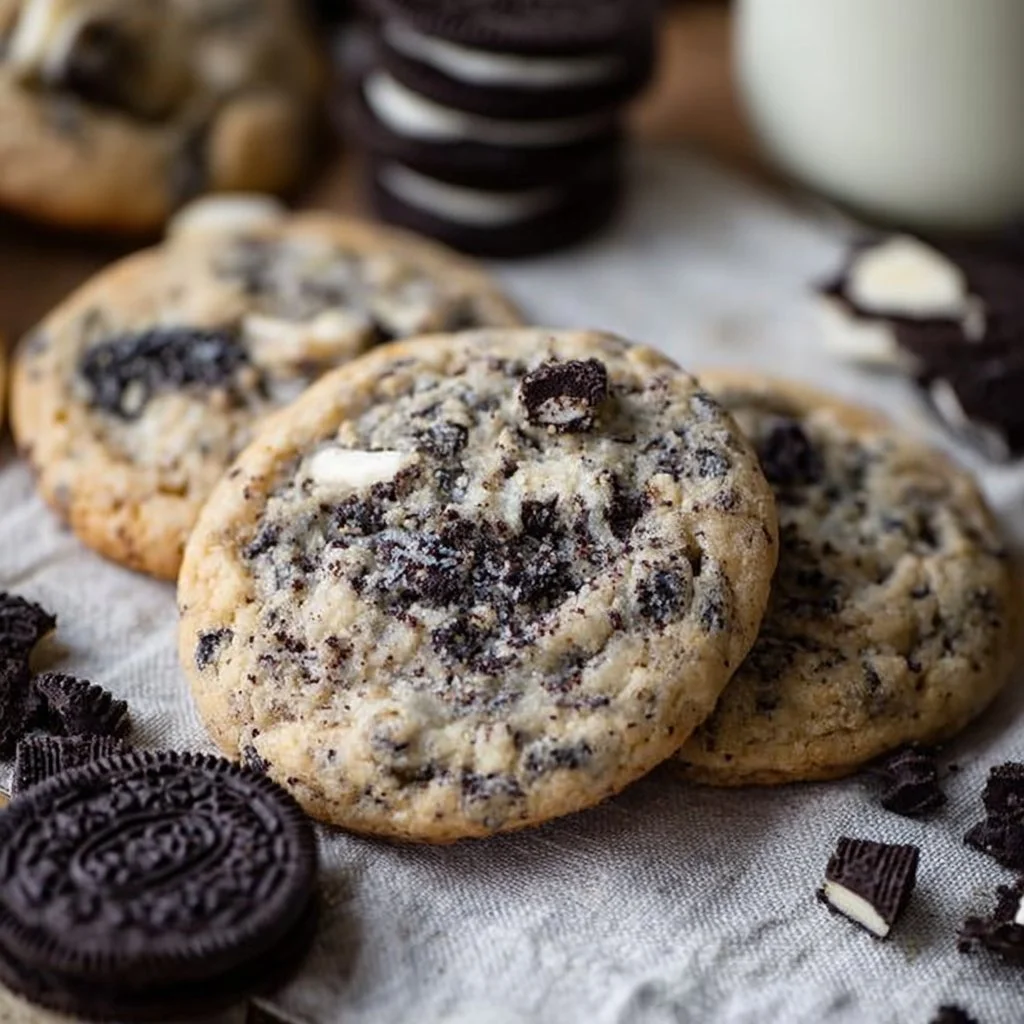 Delicious homemade Cookies and Cream cookies on a plate