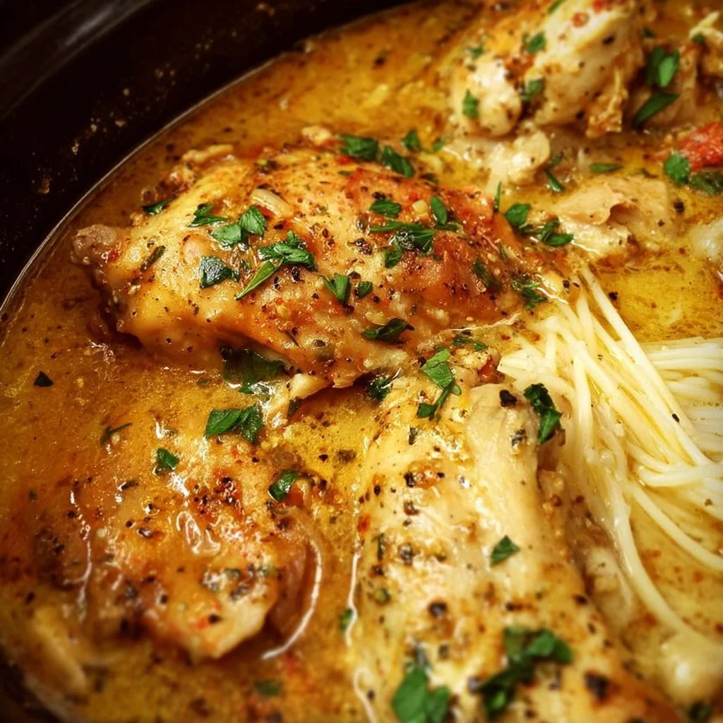 Deliciously cooked Crock Pot Angel Chicken served on a plate