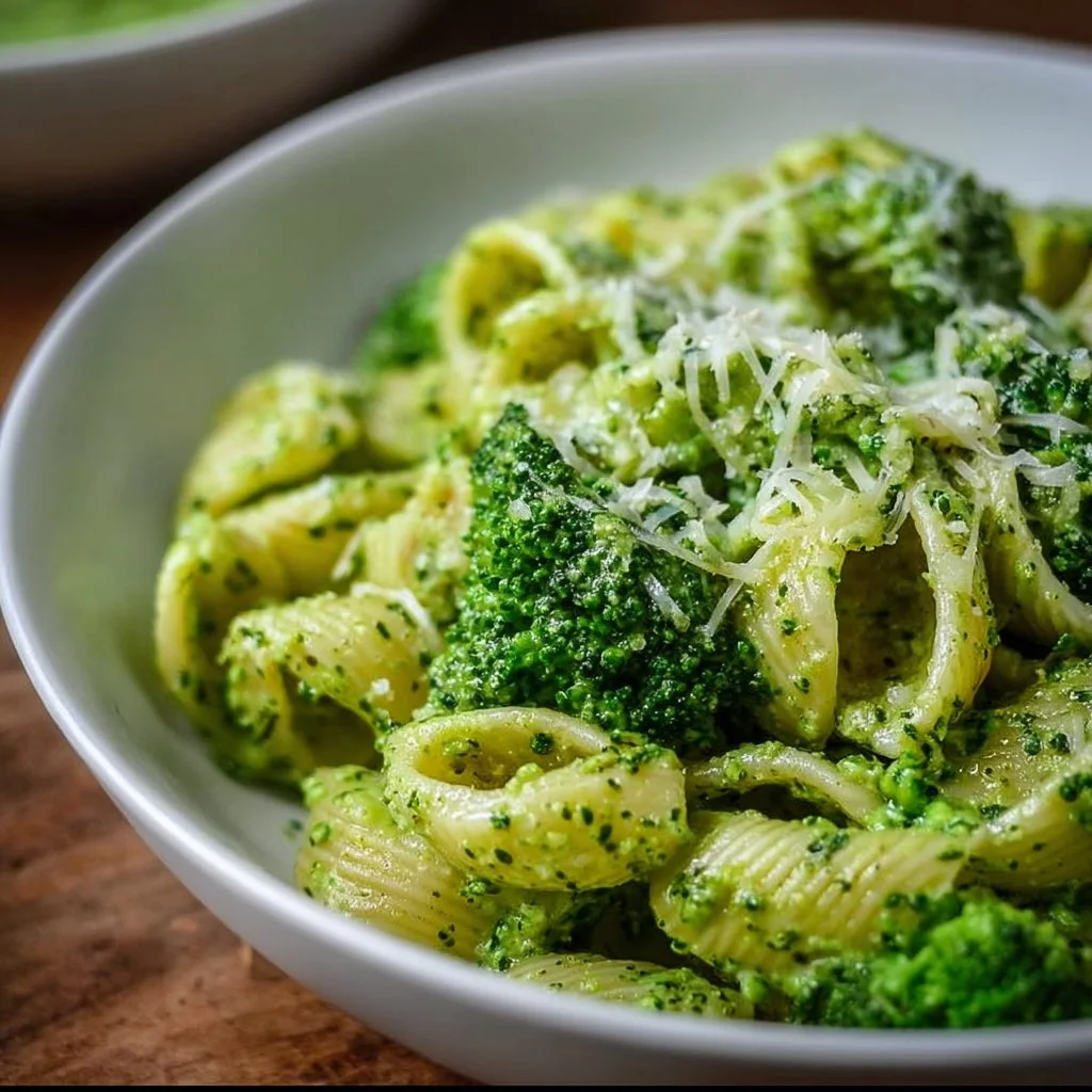 Delicious bowl of easy healthy broccoli pasta with fresh ingredients.