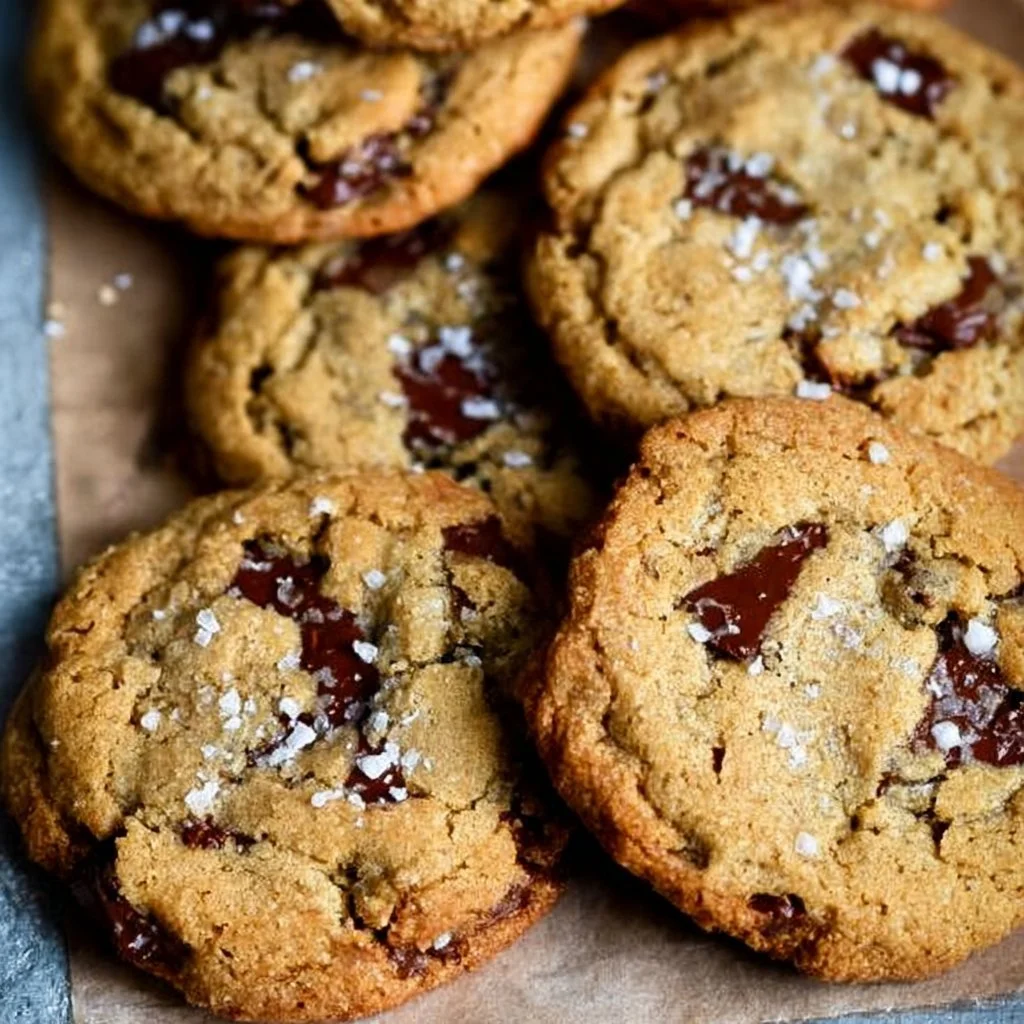 Gluten-free brown butter chocolate chip cookies on a plate