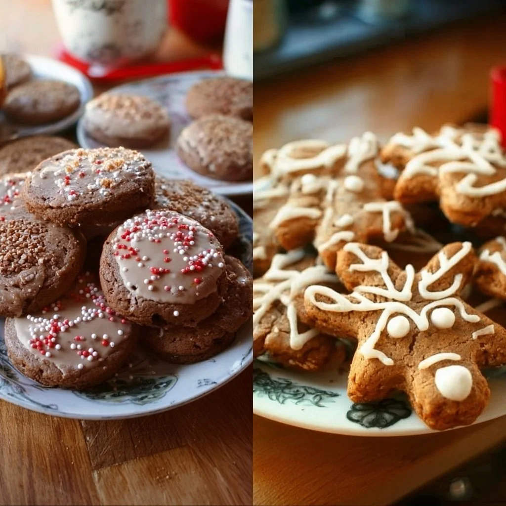Platter of delicious gluten free Christmas cookies decorated with festive colors